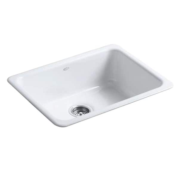 KOHLER Iron Tones Dual Mount Cast Iron 24 in. Single Bowl Kitchen Sink ...