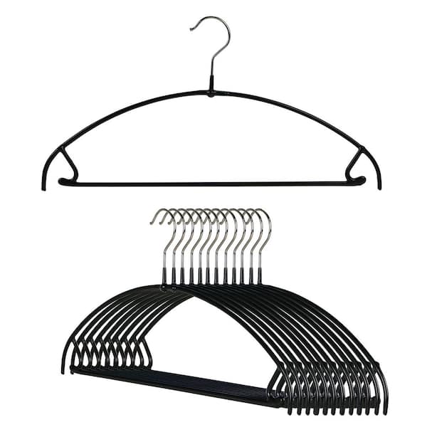 Mawa 42ptu Euro Space-Saving Anti-Slip Steel Clothing Hanger, Set Of 12, Black