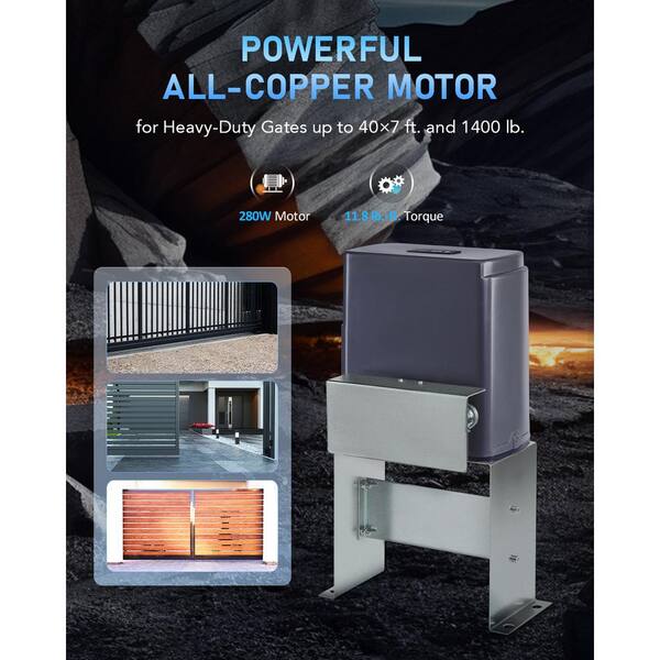 DOORADO 280-Watt Sliding Automatic Gate Opener Kit for 1800 lbs. 40 ft. Doors with 2 Remote Controls 2 Infrared Sensors