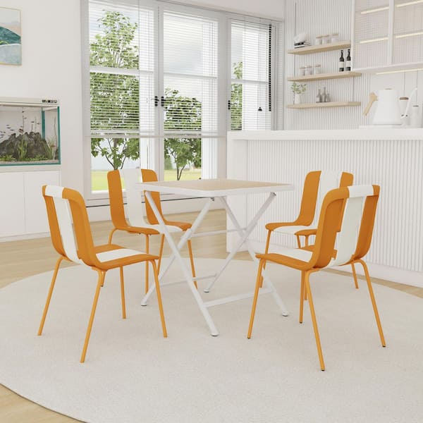 4-Pack Contoured Patio Outdoor Dining Chair with Striped Color