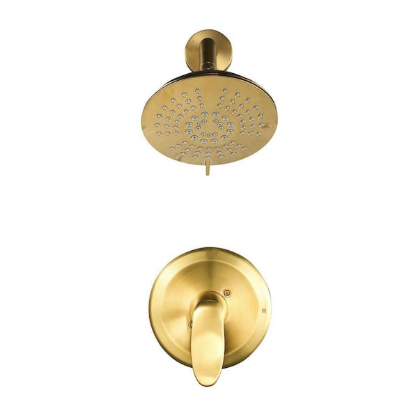 Single Handle 5-Spray Fixed Shower Faucet 1.8 GPM with Adjustable Head in Spot Resist Brushed Gold (Valve Included)