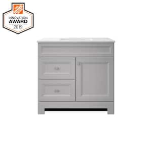 Sedgewood 36-1/2 in. Configurable Bath Vanity in Dove Gray with Solid Surface Top in Arctic with White Sink