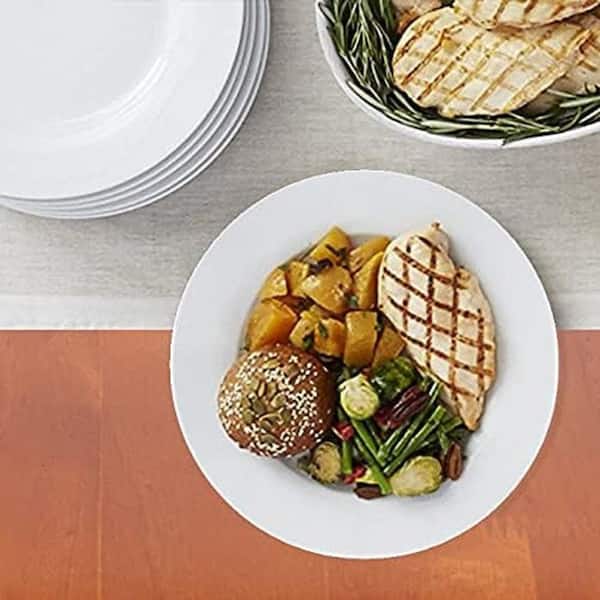 6 Pieces White Porcelain Dinner Plate Set, Microwave and Dishwasher Safe for Everyday Use, 10.5 in.