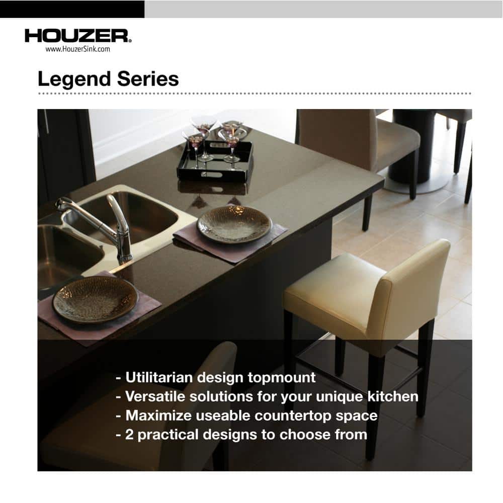 Legend 33'' Satin Stainless Steel Double Bowl Kitchen Sink