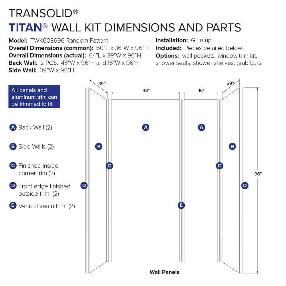 Savanna Creme Glossy Composite Shower Wall Kit, 96" x 60"