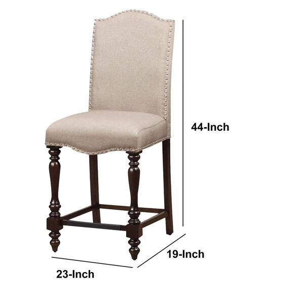 Beige Fabric Seat Counter Height Chair, Dining Chair Leg Height