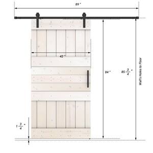 Mid Lite Series 42 in. x 84 in. Fully Set Up White Finished Pine Wood Sliding Barn Door With Hardware Kit