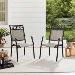 Stackable Cast Aluminum Outdoor Dining Chair Set of 2