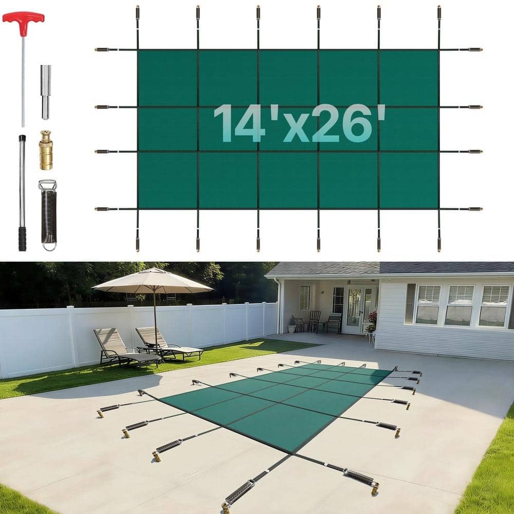 Inground Pool Safety Cover 14 x 26 ft. Rectangular Winter Pool Cover Triple Stitched PP price history on PriceWatchPro