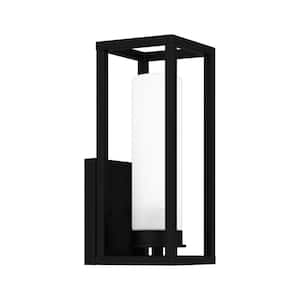 Neville 1-Light Matte Black Hardwired Outdoor Wall Lantern Sconce