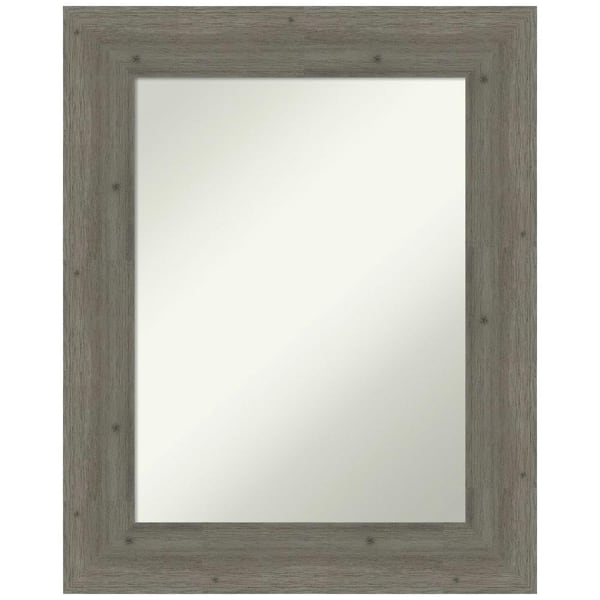 Amanti Art Fencepost Grey 25 in. H x 31 in. W Wood Framed Non-Beveled Bathroom Vanity Mirror in Gray