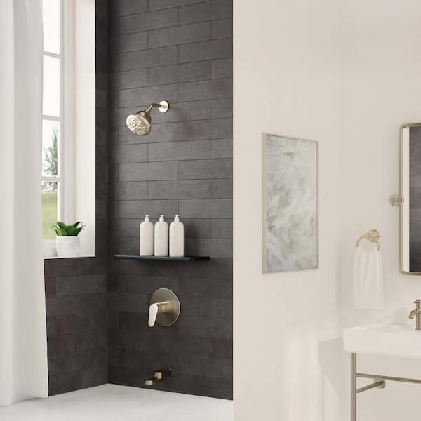 Tru-Temp 1-Handle Pressure Balanced 1/2 in. Rough-In Valve Trim Kit in Brushed Nickel (Valve Included)