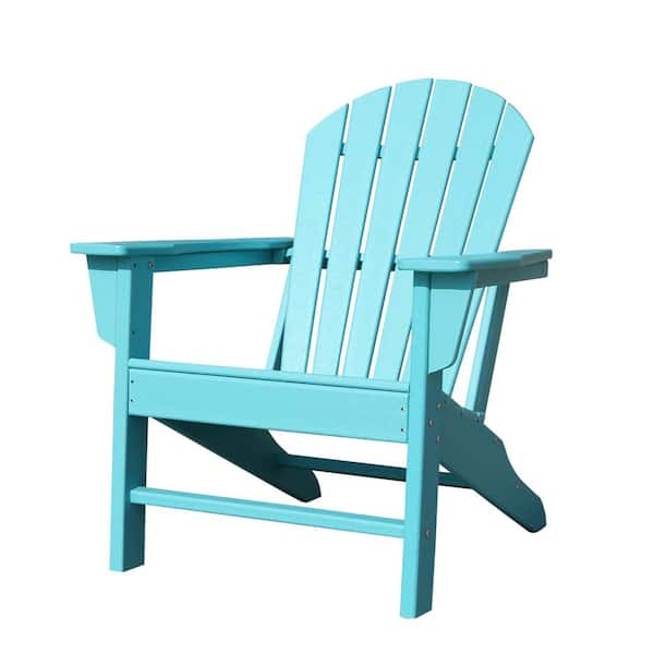 Siavonce HDPE Plastic Patio Outdoor Adirondack Chair for Garden Backyard BBQ Beach (Lake Blue)