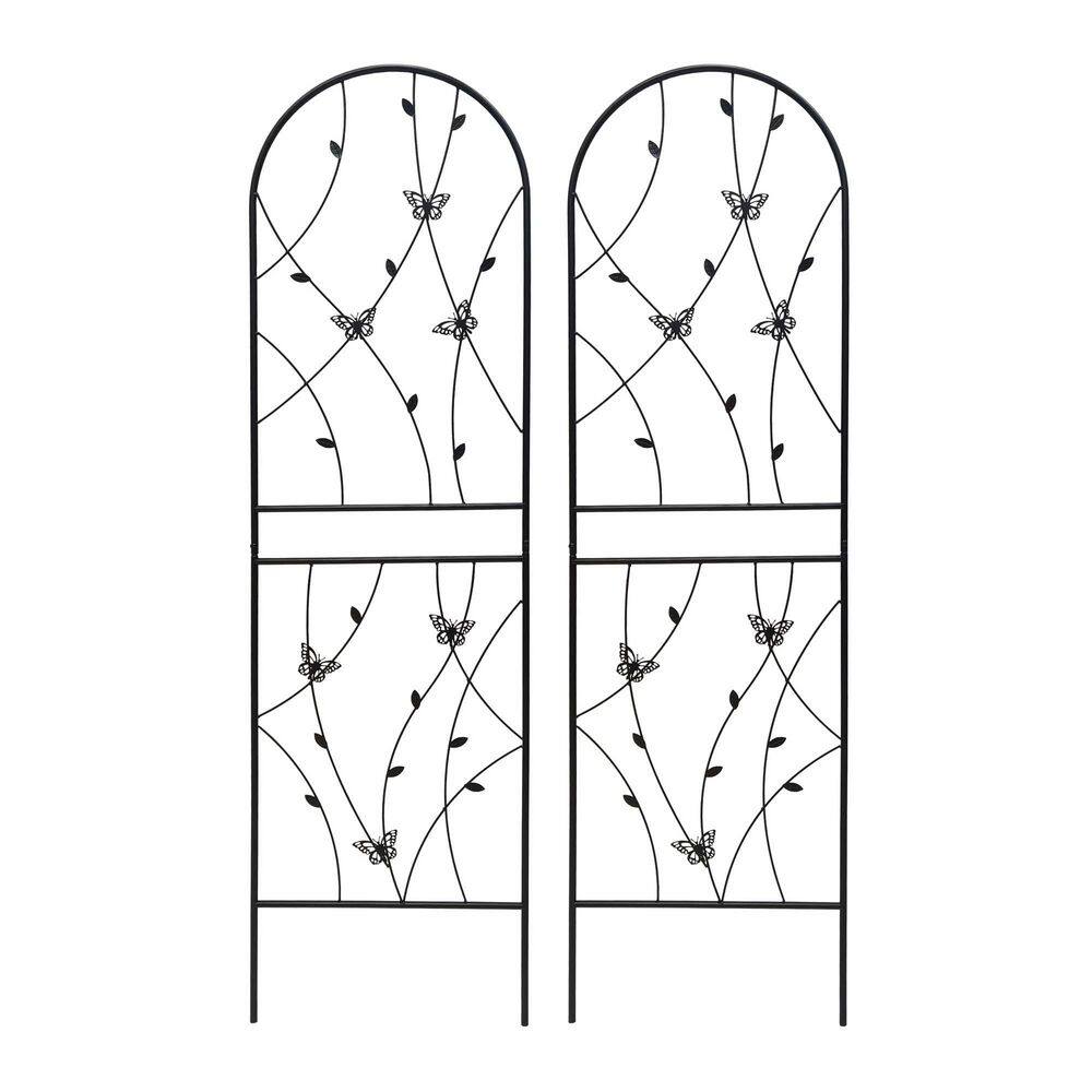 71 in. x 19.7 in. Metal Garden Trellis Rustproof Trellis Butterfly Decor for Climbing Plants in Black (2 Pack) price history on PriceWatchPro