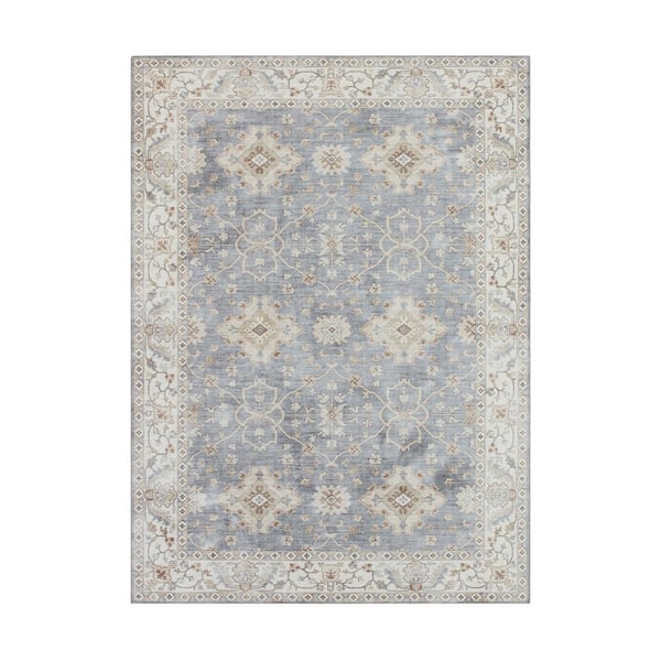 CREATIVE HOME IDEAS Imagine Chenille Willa Taupe 3 ft. x 4 ft. Medallion Polyester Area Rug