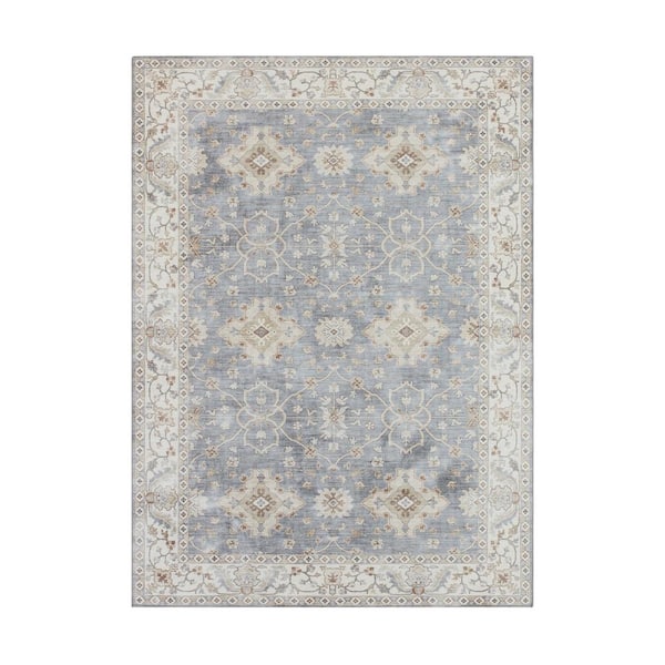 CREATIVE HOME IDEAS Imagine Chenille Willa Taupe 5 ft. x 7 ft. Medallion Polyester Area Rug