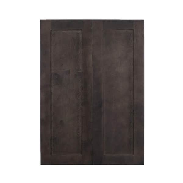 LIFEART CABINETRY Lancaster Shaker Assembled 27 in. x 42 in. x 12 in. Wall Cabinet with 2 Doors 3 Shelves in Vintage Charcoal