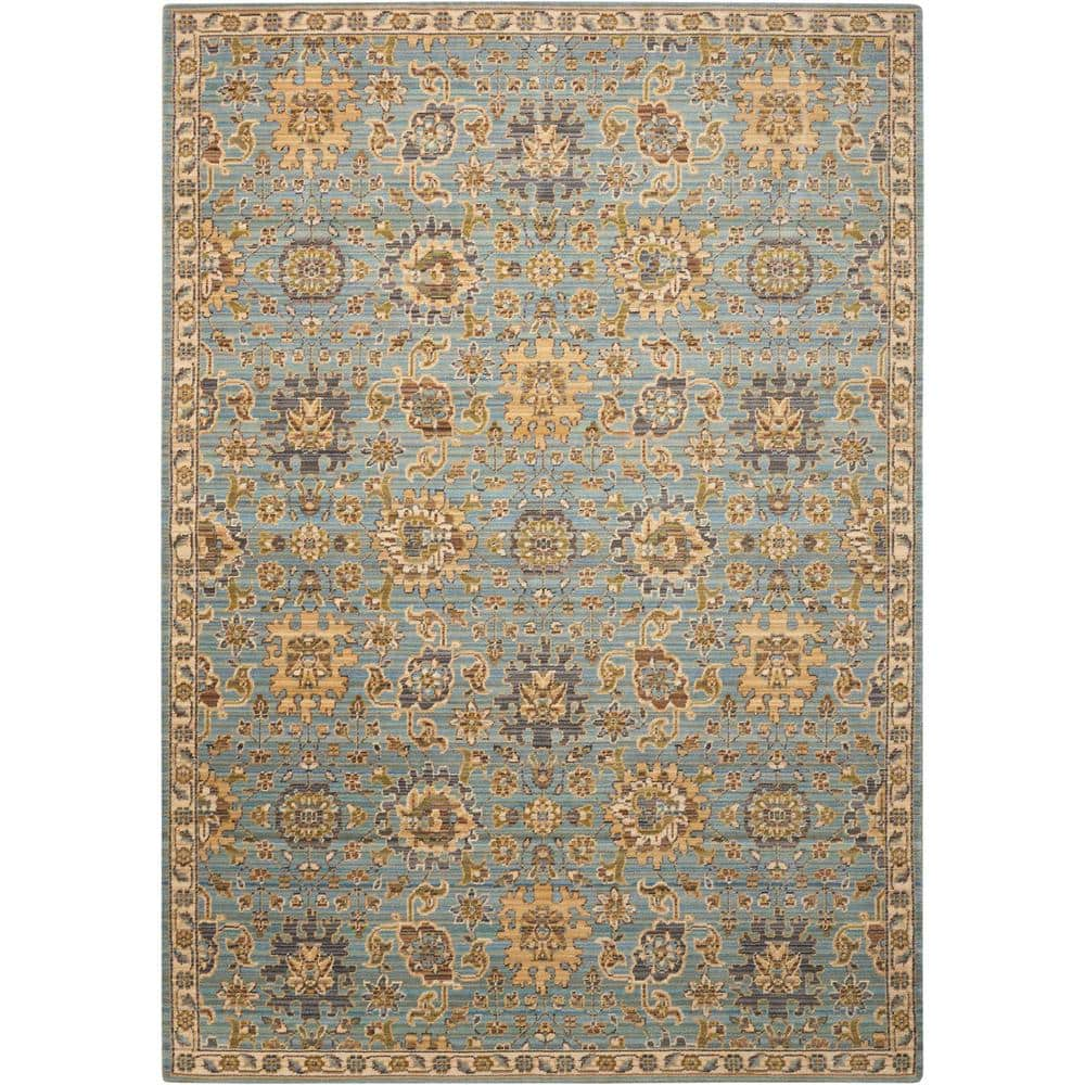 Nourison Timeless Light Blue 6 ft. x 8 ft. Bordered Traditional Area ...