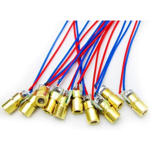 10 Pack 5V 650nm 5mW Red Dot Laser Diode Laser Tube with Leads 6mm Outer Diameter Screen Versatile Applications