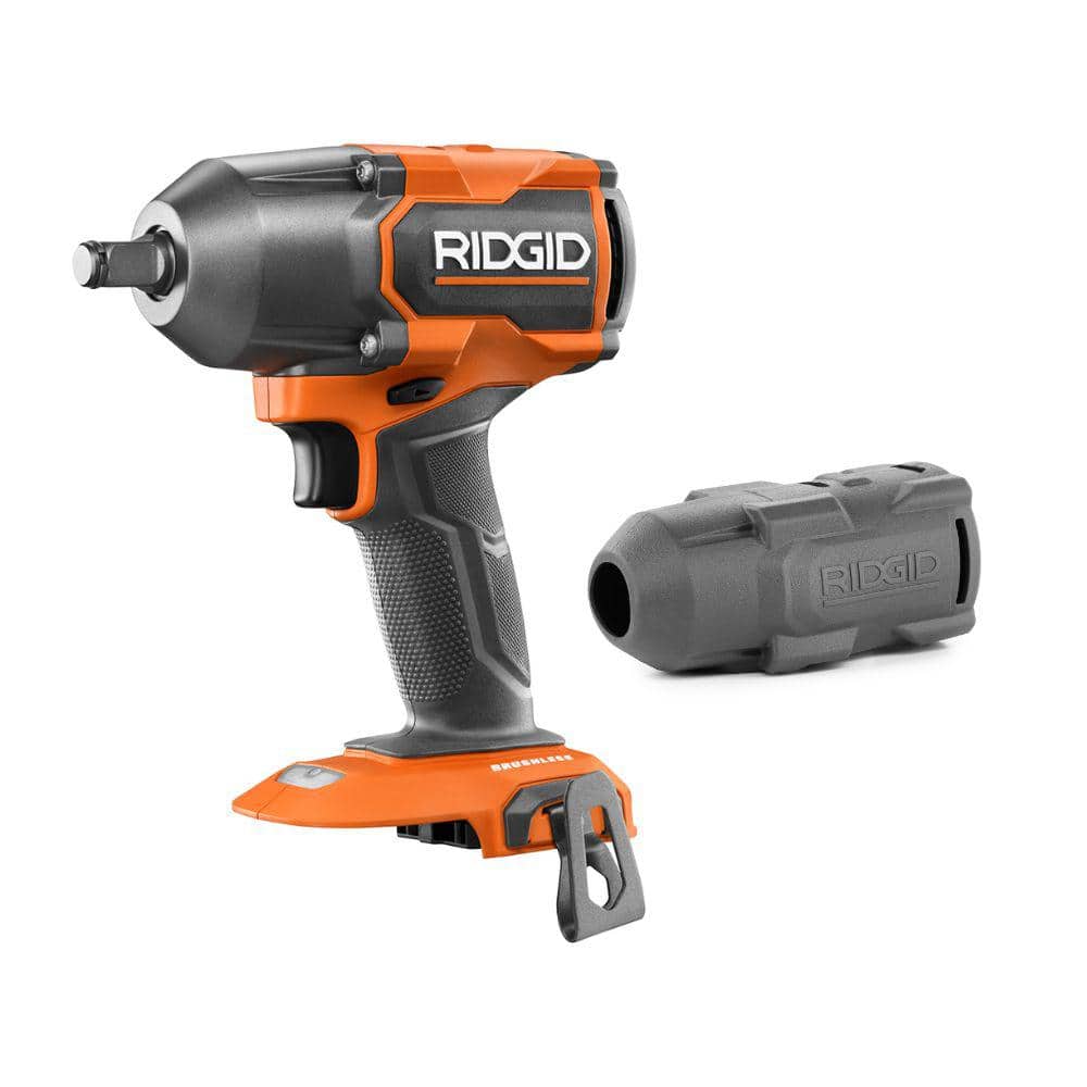 RIDGID 18V Brushless Cordless 1/2 in. Impact Wrench (Tool Only) and  Protective Boot R86012B-AC13B01N The Home Depot