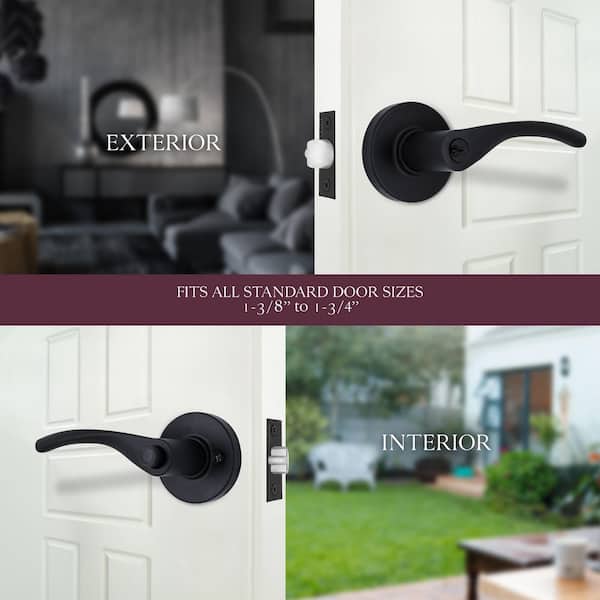 Primrose Matte Black Keyed Entry Door Lever Featuring Dual Keyway