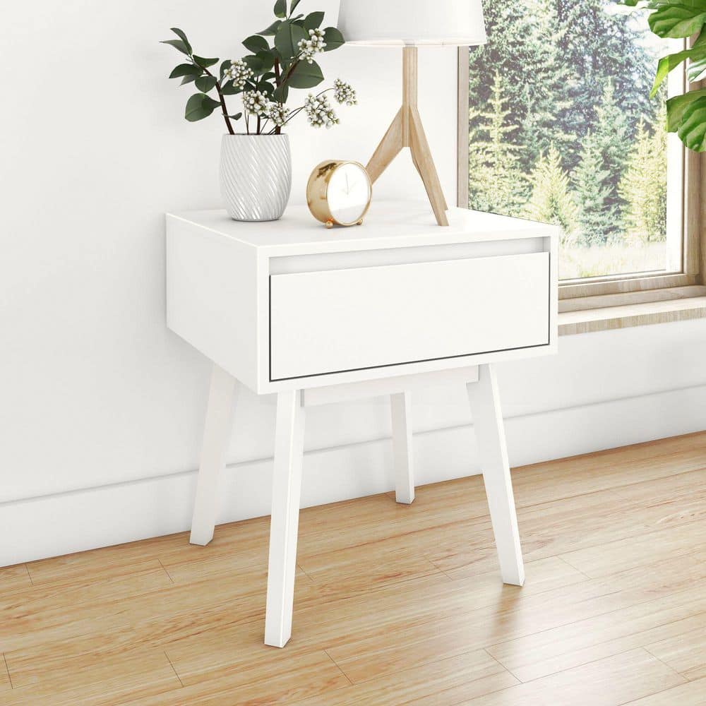 Scandinavian White 1 Drawer 17.5 in. W Nightstand price history on PriceWatchPro