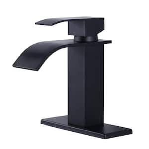 4 in. Center set Single Handle High Arc Bathroom Sink Faucet with Drain Kit Included in Matte Black