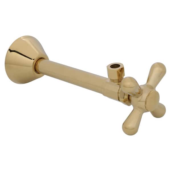 Westbrass 1/2 in. Copper Sweat x 3/8 in. O.D. Compressor Cross Handle Angle Stop, Polished Brass