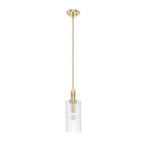 Gatz 1-Light Alturas Gold Island Mini Pendant Light with Ribbed Glass Shade