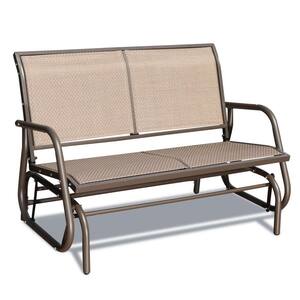 2-Person Coffee Color Metal Outdoor Glider Chair