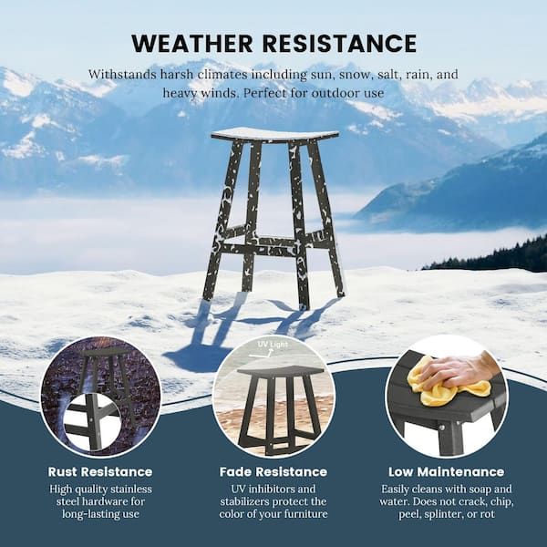 Franklin Gray 29 in. Poly HDPE Fade Resistant Outdoor Patio Saddle Seat Pub Height Bar Stool (Set of 2)