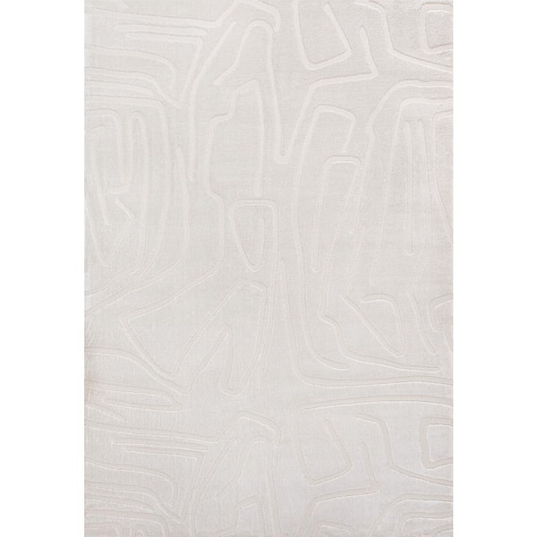 Alcina Modern Scandinavian Graphic Lines High-Low White/Cream 3 ft. x 5 ft. Area Rug