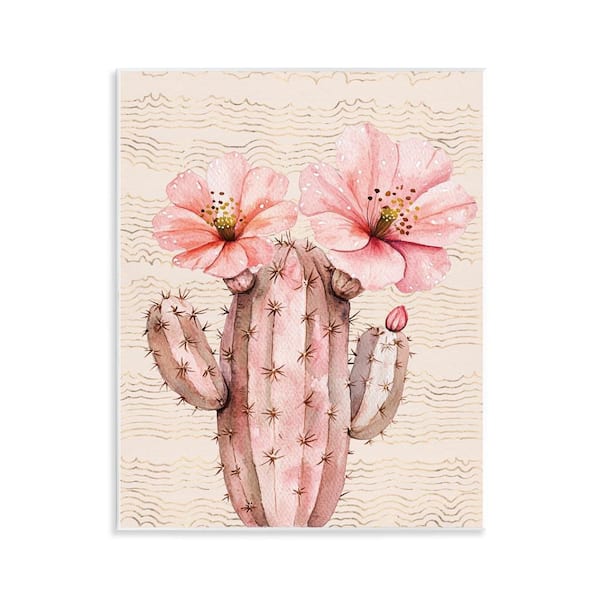 Pastel Cactus with Blooms by Lettered and Lined Unframed Nature Graphic Art Print 14 in. x 11 in.
