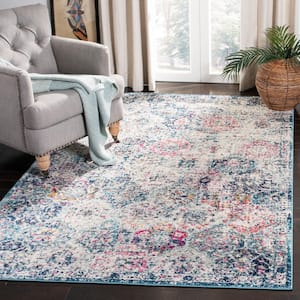 Madison Navy/Teal 8 ft. x 8 ft. Square Border Area Rug