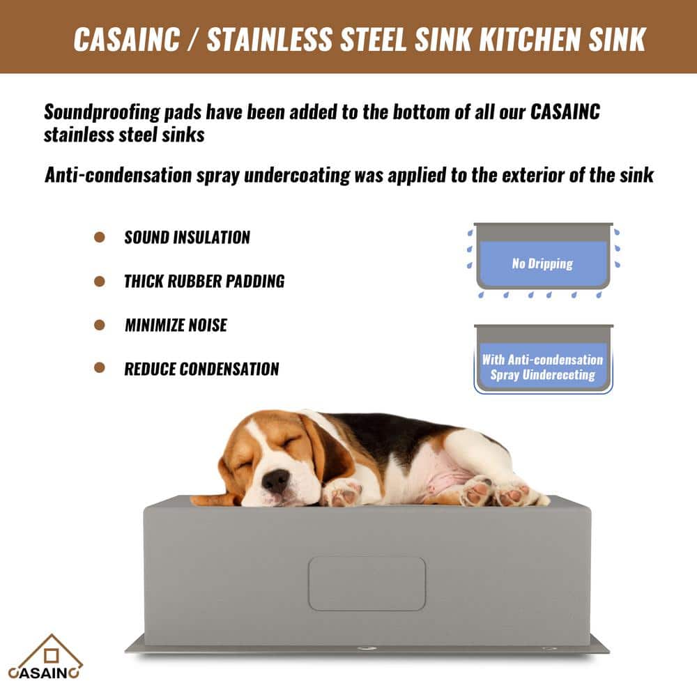 33" Brushed Stainless Steel Farmhouse Kitchen Sink with Grid