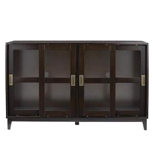 Canonbury Ebony Brown Wood Buffet Table with Glass Doors (55.30 in. W x 34 in. H)