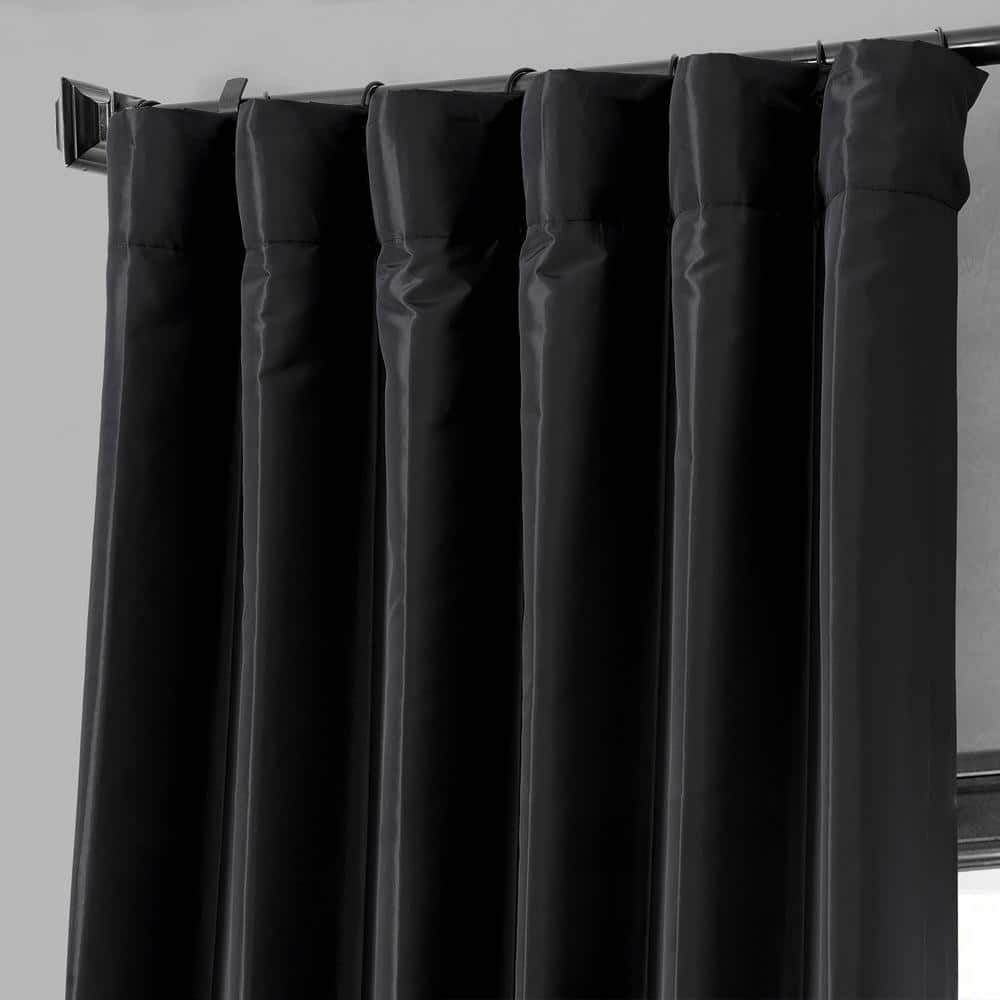 Black 120-Inch Blackout Faux Silk Curtain Panel