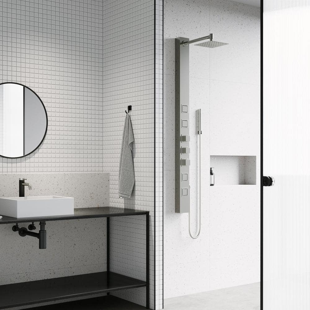 Sutton 58" Stainless Steel 4-Jet Shower Panel with Handheld Showerhead