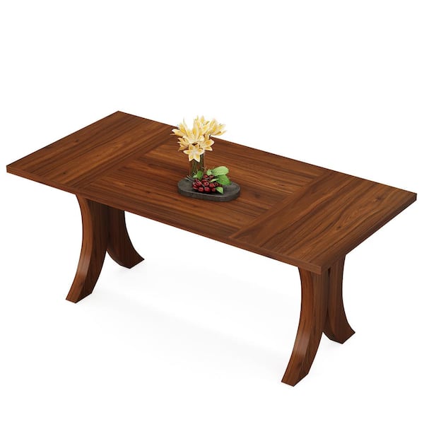 TRIBESIGNS WAY TO ORIGIN Halseey Rectangular Walnut Brown Wood 63 in. X-Shaped Legs Dining Table for 4-6 People Home Kitchen and Dining Room