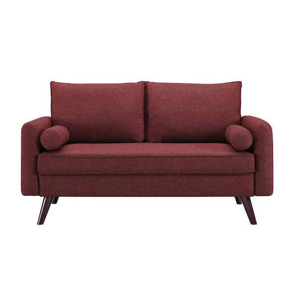Lifestyle Solutions Ellie 48.8 in. Burgundy Stationary 2-Seater Loveseat Hairpin Legs Pocket Coils