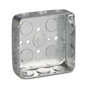 4 in. Square x 1-1/4 in. D Pre-Galvanized Steel Box with 1/2 in. Knockouts