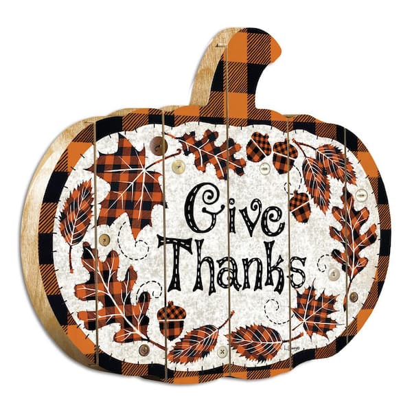 HomeRoots Charlie Give Thanks Unframed Graphic Print Typography Art Print 15 in. x 17.25 in. .