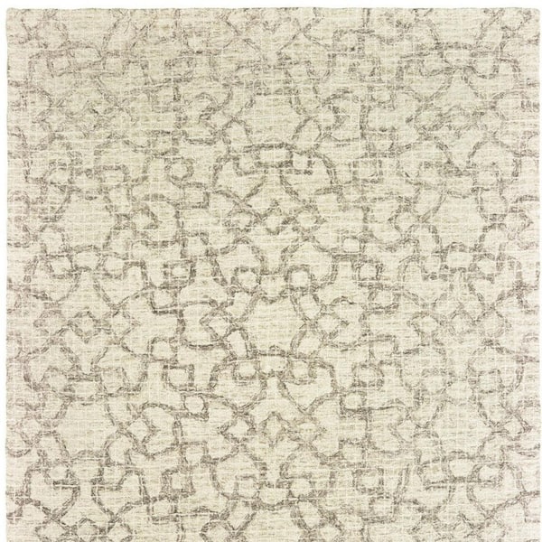 8 X 10 Tan, Ivory Geometric Washable Area Rug Runner Rug