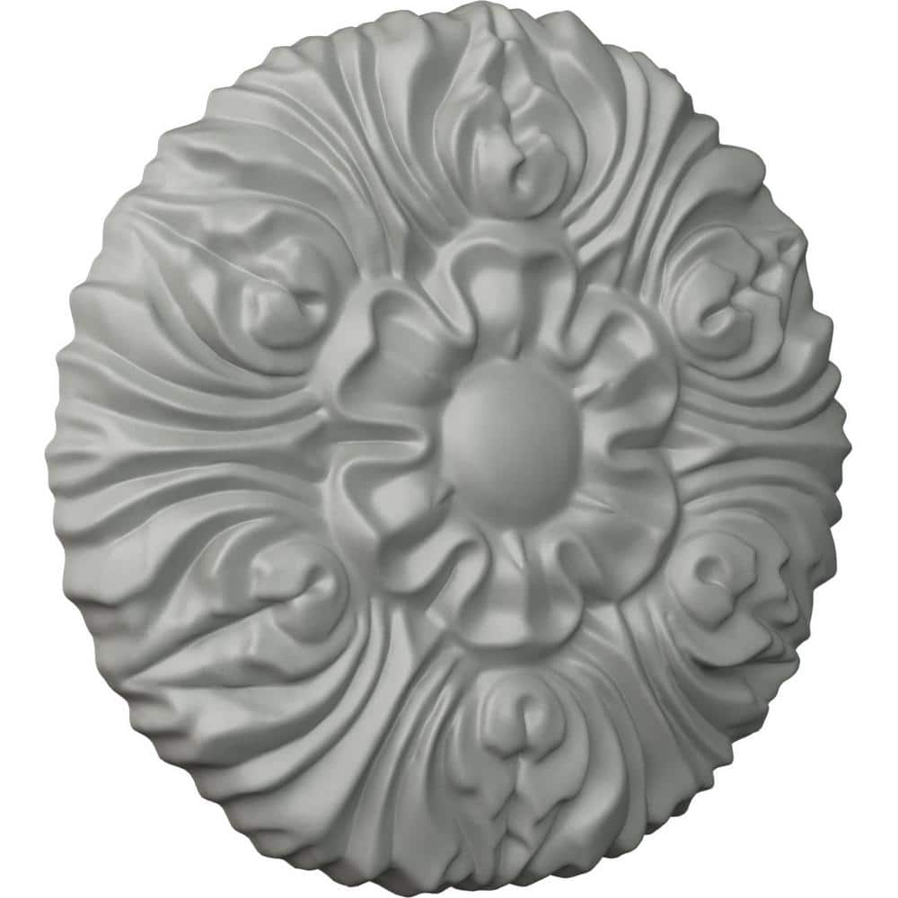 Primed Floral Round Rosette 3 7/8" Diameter