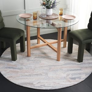 Abstract Gray/Brown 6 ft. x 6 ft. Abstract Gray/Brown Eclectic Round Area Rug