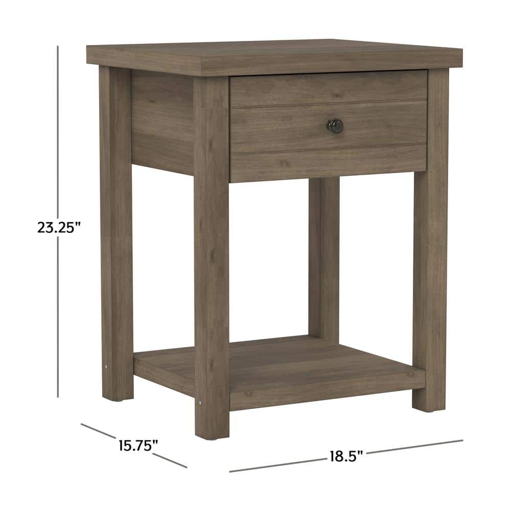 Knotty Gray Oak Rectangular Accent Table with Storage