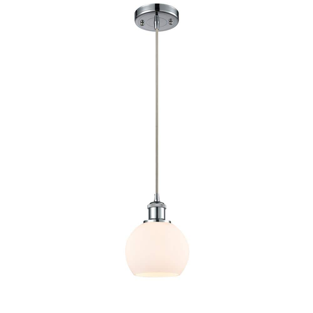 Athens 60-Watt 1 Light Polished Chrome Shaded Mini Pendant Light with Frosted glass Frosted Glass Shade -  Innovations, 516-1P-PC-G121-