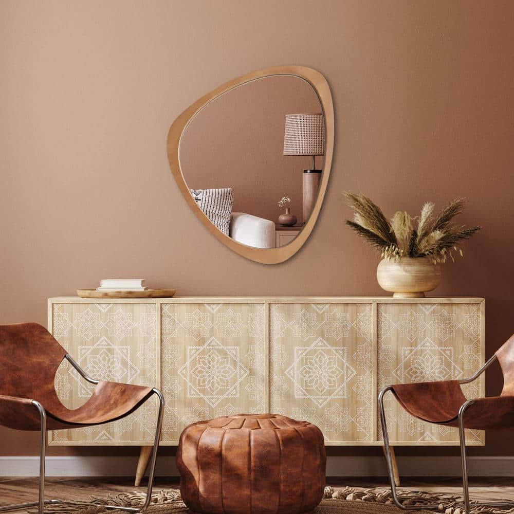 Natural Pine Asymmetrical Wall Mirror, 22" x 28"