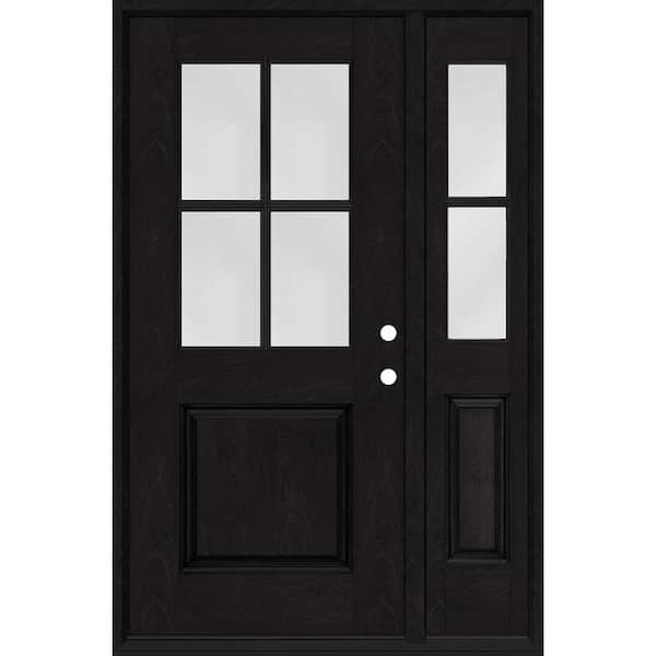 Steves & Sons Regency 53 in. x 80 in. 1/2-4Lite Clear Glass LH Onyx Stain Mahogany Fiberglass Prehung Front Door w/14in.SL