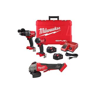 M18 FUEL 18-V Li-Ion Brushless Cordless Hammer Drill/Impact Driver Combo Kit with 4-1/2 in./5 in. Variable Speed Grinder